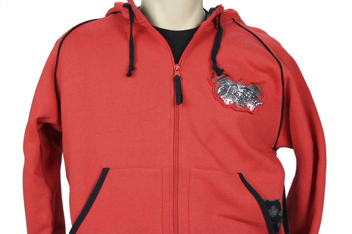 Red Zipper Hoodie Sweatshirt for   