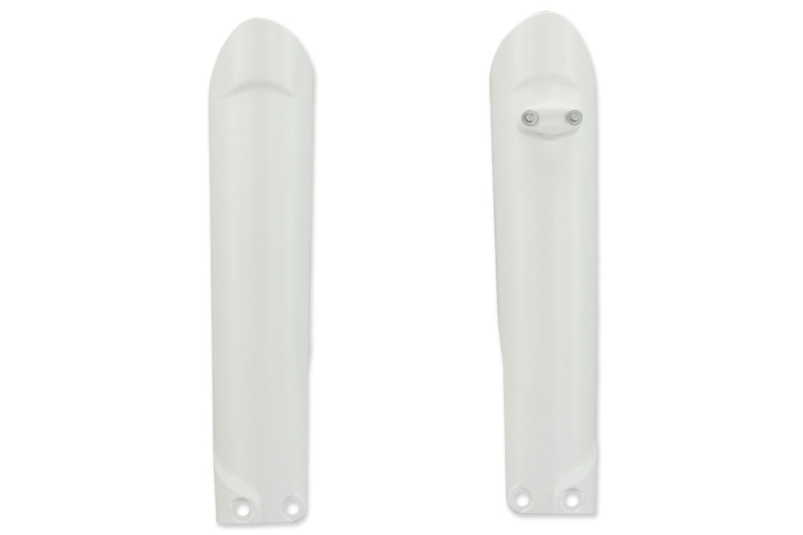 Acerbis Ceramic White Lower Fork Guards for 08-25 GasGas, Husqvarna, KTM, Sherco EC, EX, EXF, MC, MCF, FC, TC, EXC, EXCF, SMR, SX, SXF, XC, XCF, XCW, SC, SE, SE-R, SCF, SEF, SEF-R