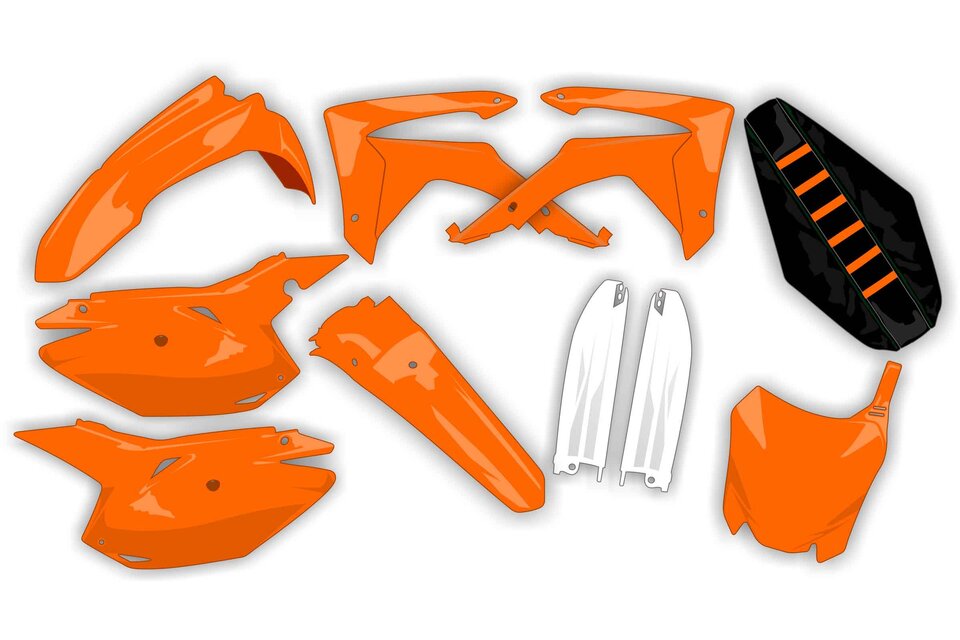 11 KTM SX, XC dirt bike replacement Mix & Match Plastic Kit With Lower Forks & Seat Cover