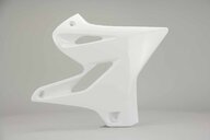 Right Side Polisport White Radiator Shroud Set replacement plastics for 02-22 Yamaha YZ125, YZ250 dirt bikes.