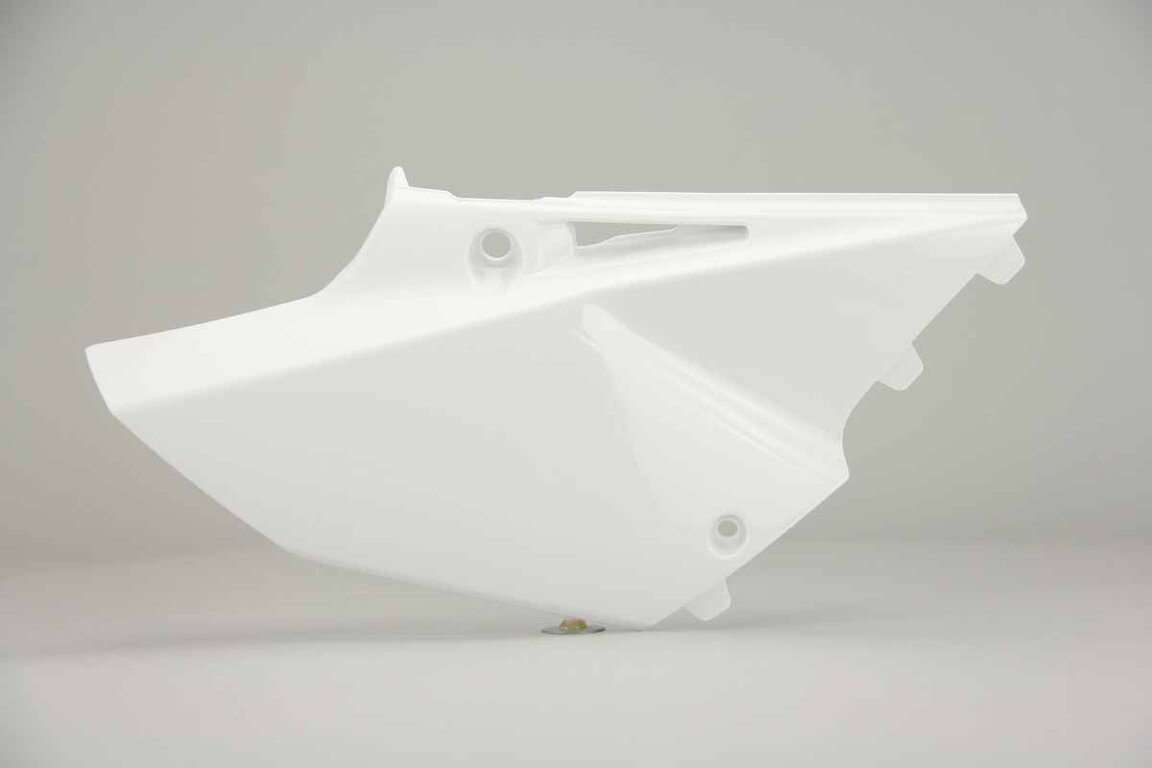 Right Side Polisport White Side Number Plates replacement plastics for 02-22 Yamaha YZ125, YZ250 dirt bikes.