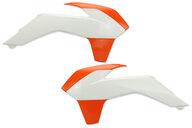 Polisport White / Orange Radiator Shroud Set for 12-16 KTM EXC, EXCF, SX, SXF, XC, XCF, XCW