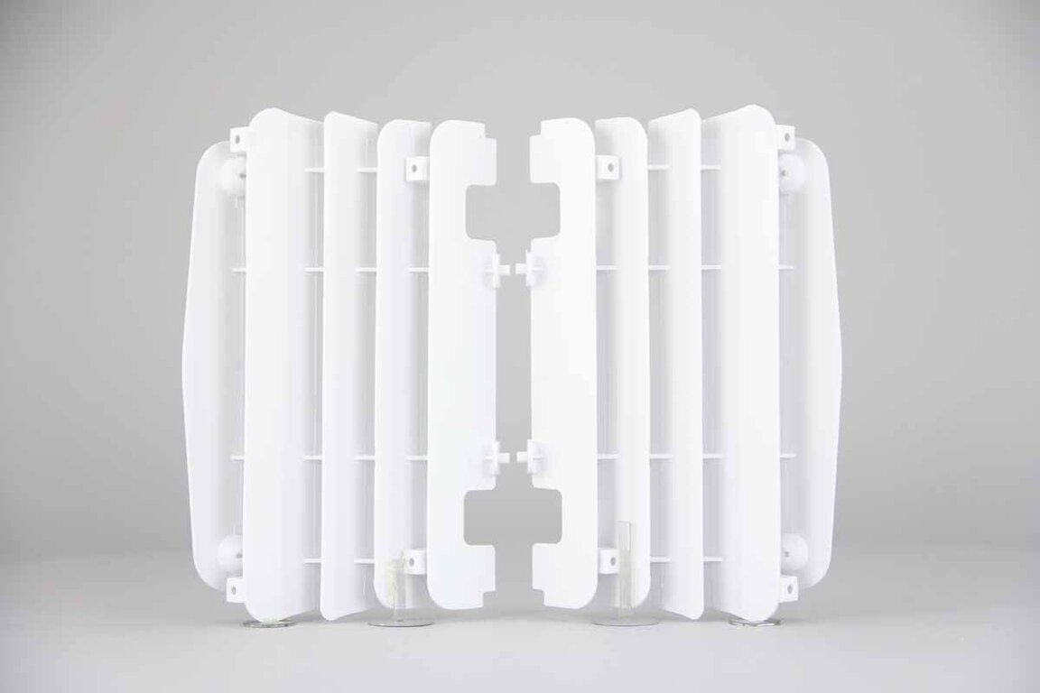 Polisport White Radiator Louvers replacement plastics for 10-13 Yamaha YZ450F dirt bikes 360 view