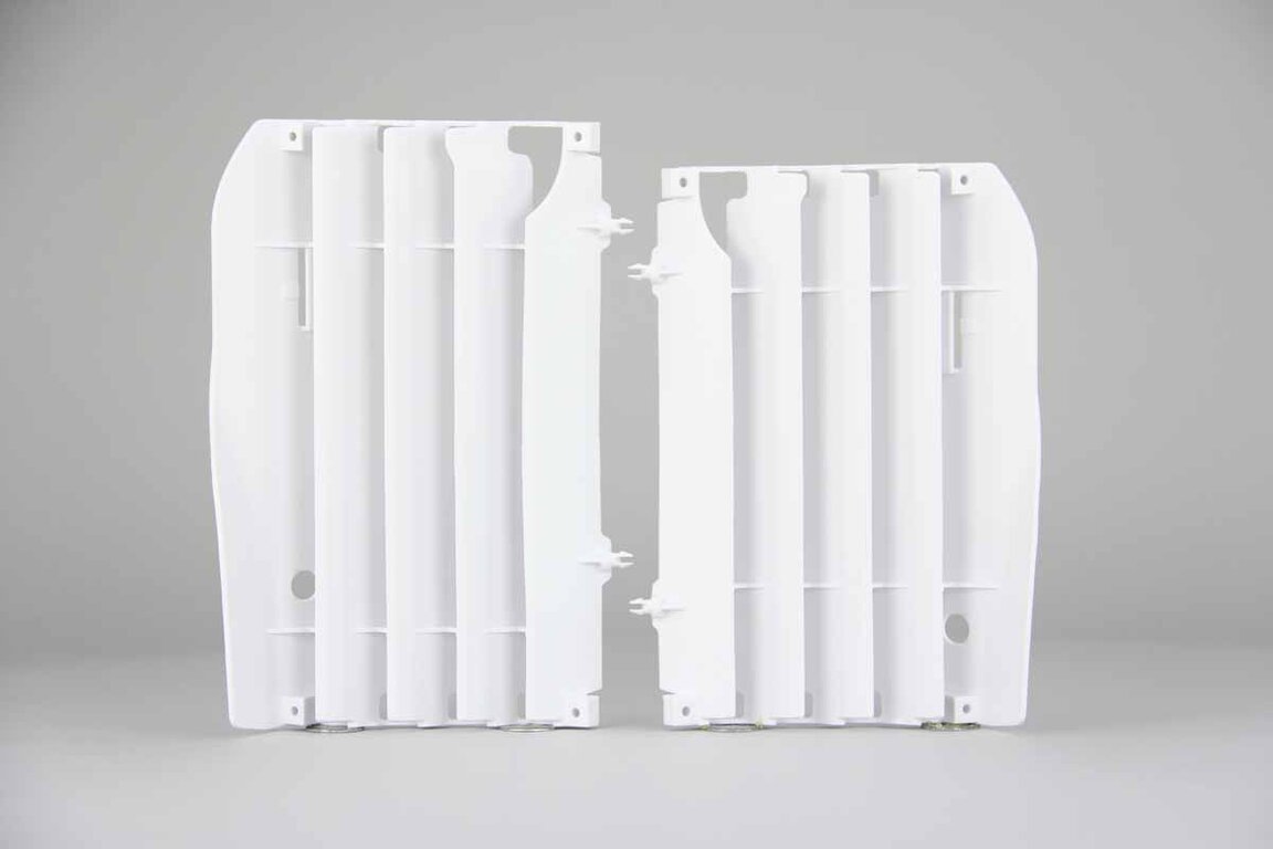 Polisport White Radiator Louvers replacement plastics for 09-12 Honda CRF450 dirt bikes 360 view