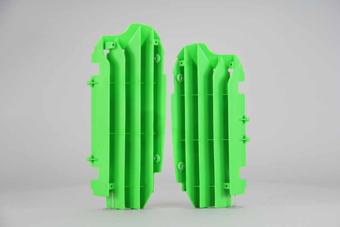 Polisport Green Radiator Louvers replacement plastics for 13-16 Kawasaki KX250F dirt bikes 360 view