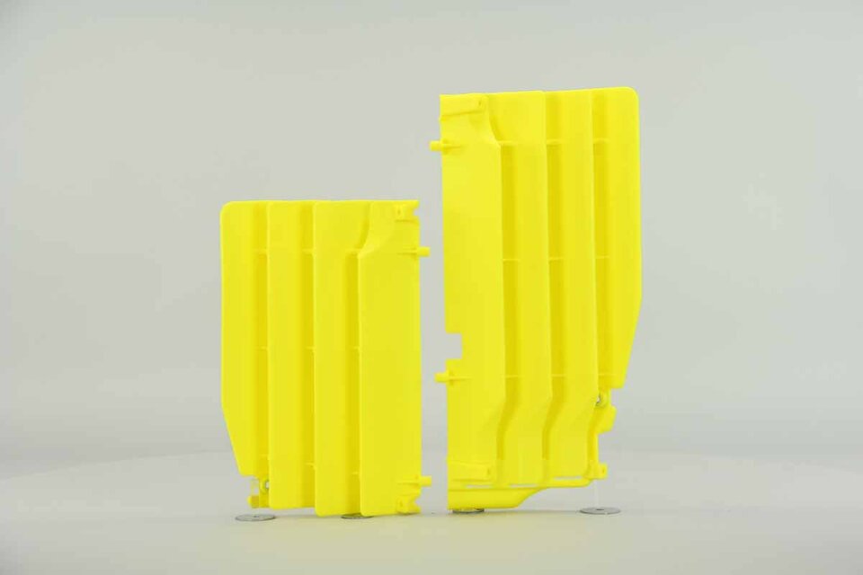 Polisport Yellow Radiator Louvers replacement plastics for 10-18 Suzuki RMZ250 dirt bikes 360 view