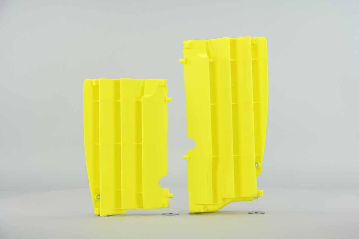 Polisport Yellow Radiator Louvers replacement plastics for 08-17 Suzuki RMZ450 dirt bikes 360 view