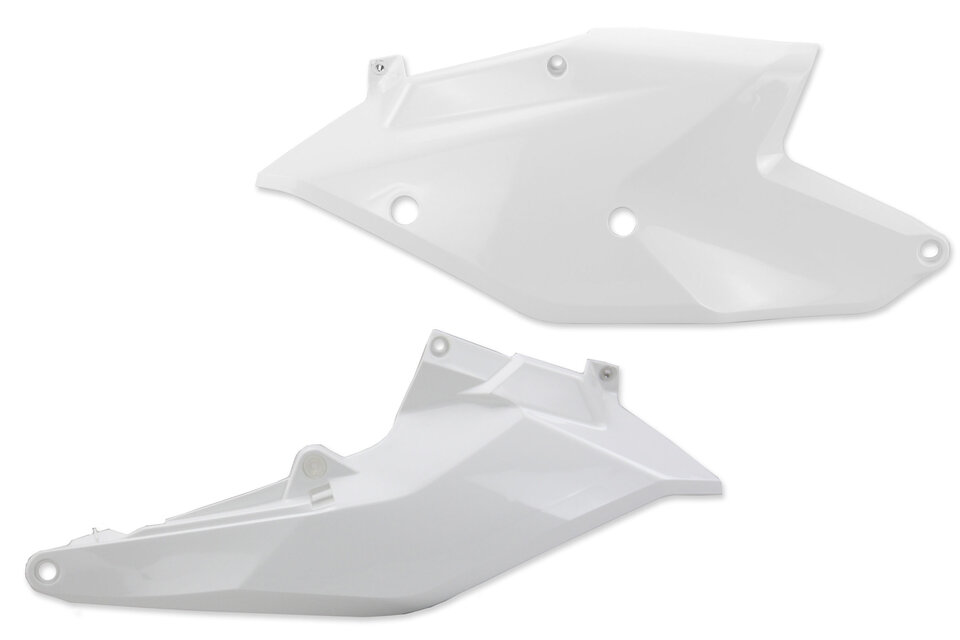 UFO White Side Number Plates replacement plastics for 15-22 KTM EXCF, EXC, SX, SXF, XC, XCF, XCW dirt bikes