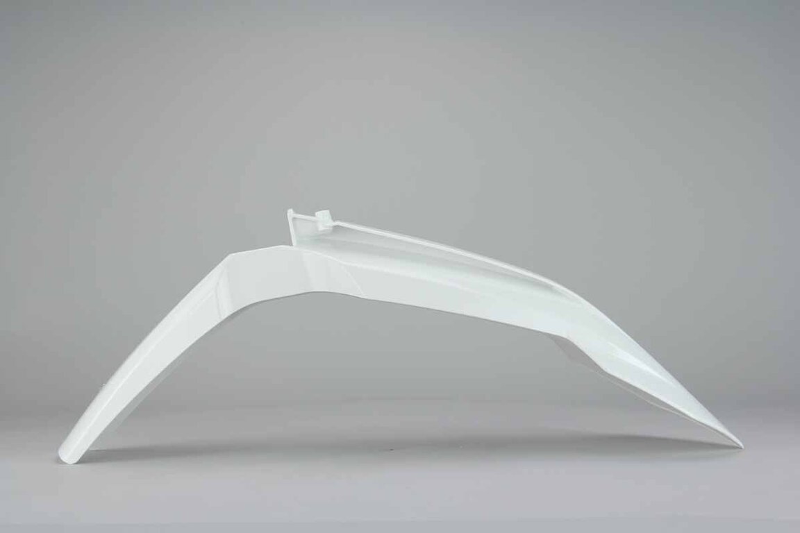 Acerbis Ceramic White Front Fender replacement plastics for 15-23 KTM EXC, EXCF, SX, SXF, XC, XCF, XCW dirt bikes 360 view