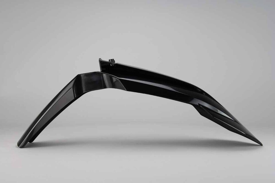 Polisport Black Front Fender replacement plastics for 15-23 KTM EXC, EXCF, SX, SXF, XC, XCF, XCW dirt bikes 360 view