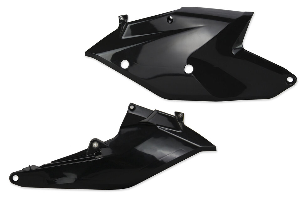 UFO Black Side Number Plates replacement plastics for 15-22 KTM EXCF, EXC, SX, SXF, XC, XCF, XCW dirt bikes