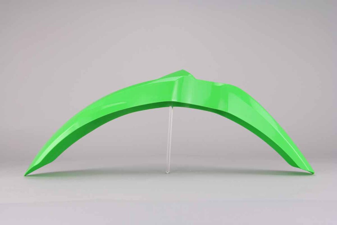 Polisport Green Front Fender replacement plastics for 03-25 Kawasaki KLX, KX, KX250F, KX450F dirt bikes 360 view