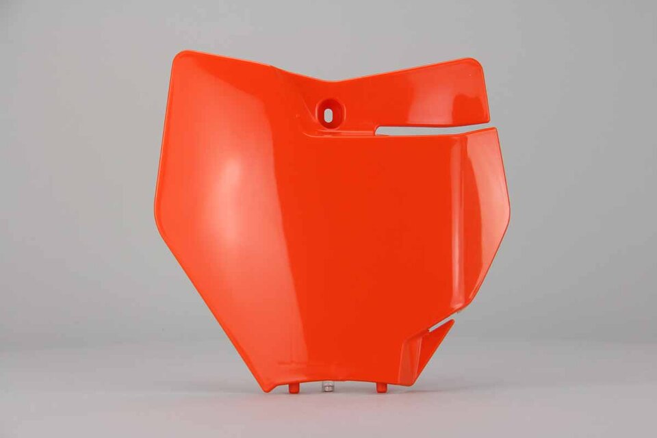 Polisport Orange Front Number Plate replacement plastics for 15-18 KTM SX, SXF, XC, XCF dirt bikes 360 view
