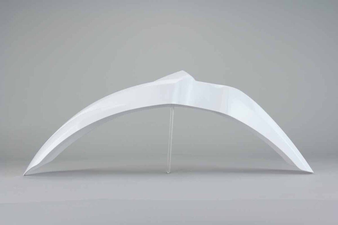 Polisport White Front Fender replacement plastics for 03-25 Kawasaki KLX, KX, KX250F, KX450F dirt bikes 360 view