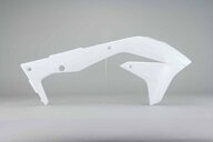 Right Side Polisport White Radiator Shroud Set replacement plastics for 16-18 Kawasaki KX450F dirt bikes.