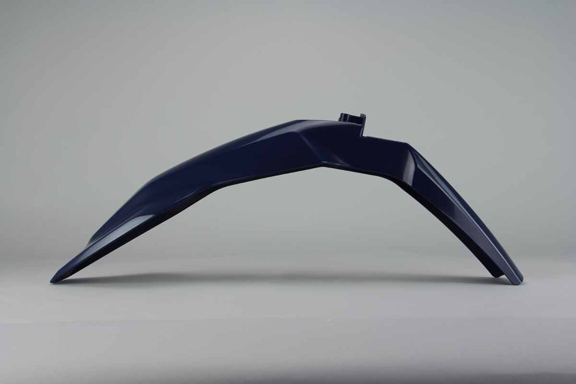 Polisport Blue Front Fender replacement plastics for 16-23 Husqvarna FC, FE, FX, TC, TE, TX dirt bikes 360 view