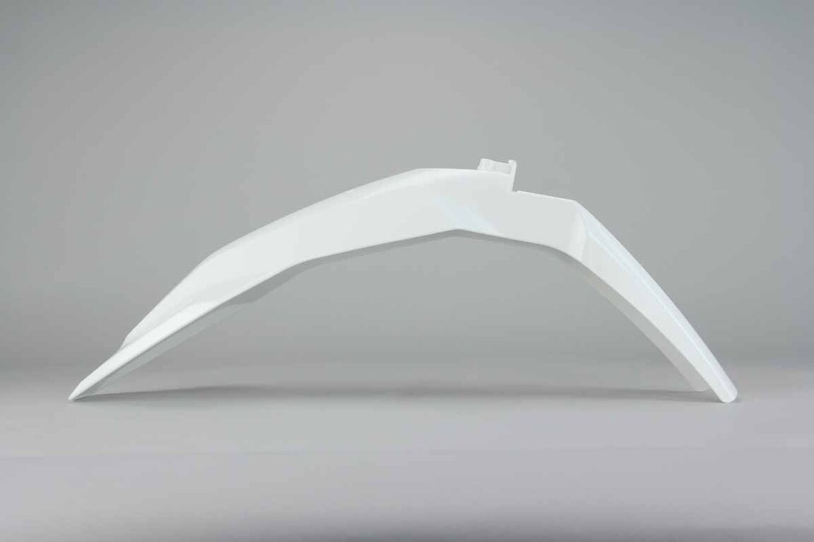 Polisport White Front Fender replacement plastics for 16-23 Husqvarna FC, FE, FX, TC, TE, TX dirt bikes 360 view