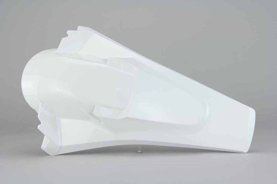 UFO White Rear Fender replacement plastics for 16-18 Husqvarna FC, FS, FX, TC, TX dirt bikes 360 view