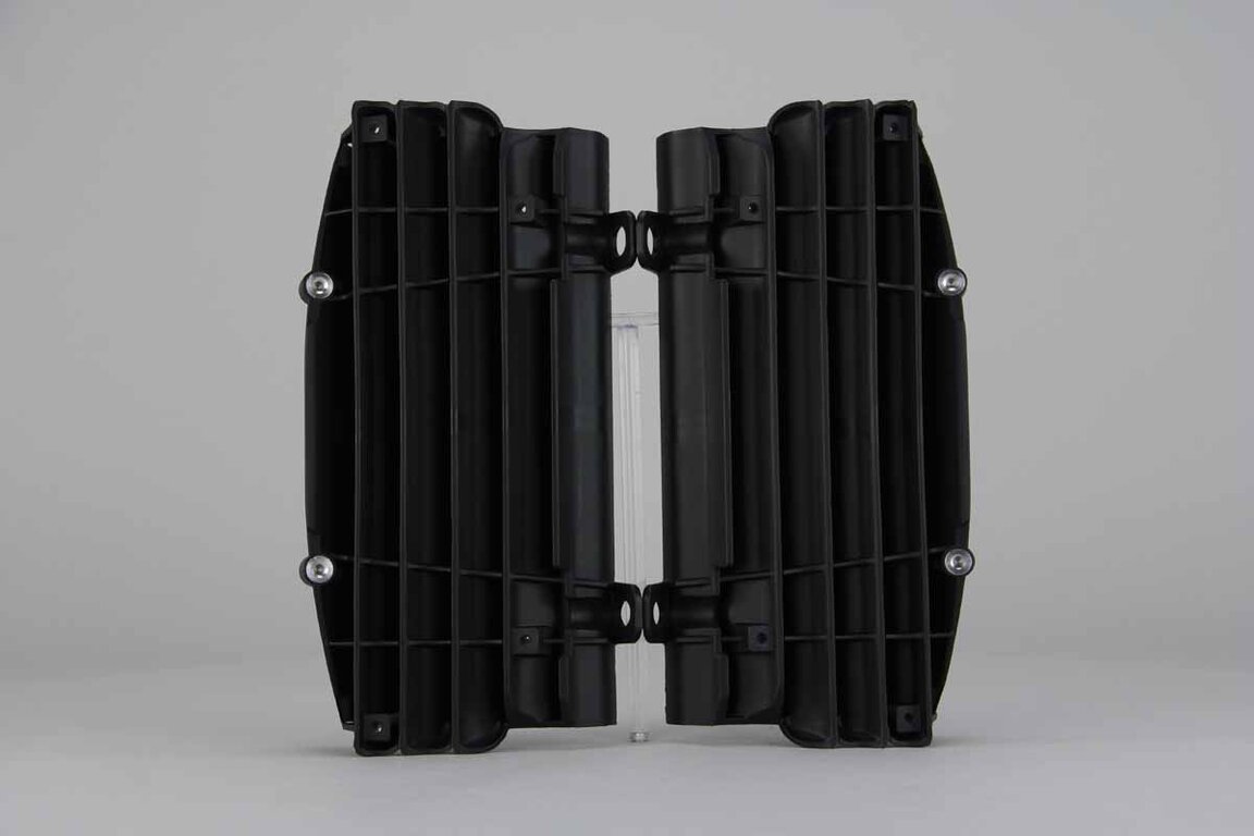 Polisport Black Radiator Louvers replacement plastics for 16-19 Husqvarna, KTM FC, FE, FS, FX, TC, TE, TX, EXCF, EXC, SX, SXF, XC, XCF, XCW dirt bikes 360 view