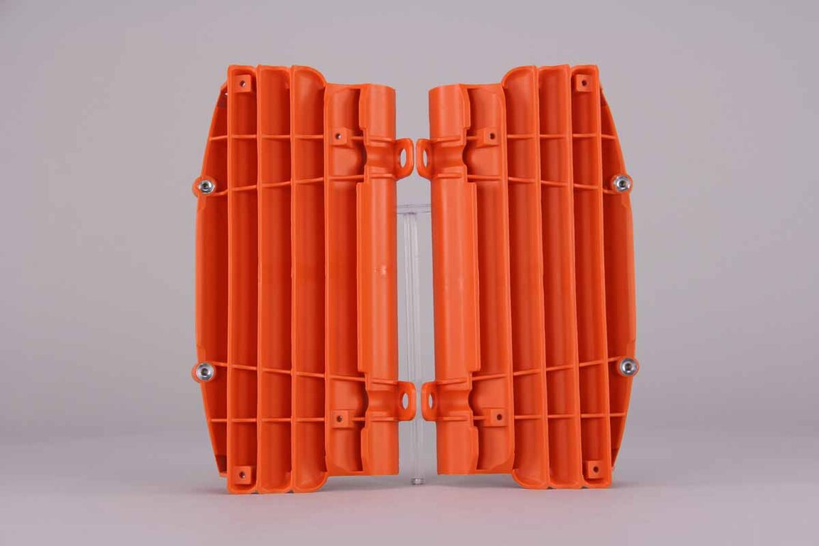 Polisport Orange Radiator Louvers replacement plastics for 16-19 Husqvarna, KTM FC, FE, FS, FX, TC, TE, TX, EXCF, EXC, SX, SXF, XC, XCF, XCW dirt bikes 360 view