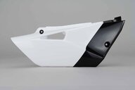 Right Side Polisport White / Black Side Number Plates replacement plastics for 15-21 Yamaha YZ85 dirt bikes.