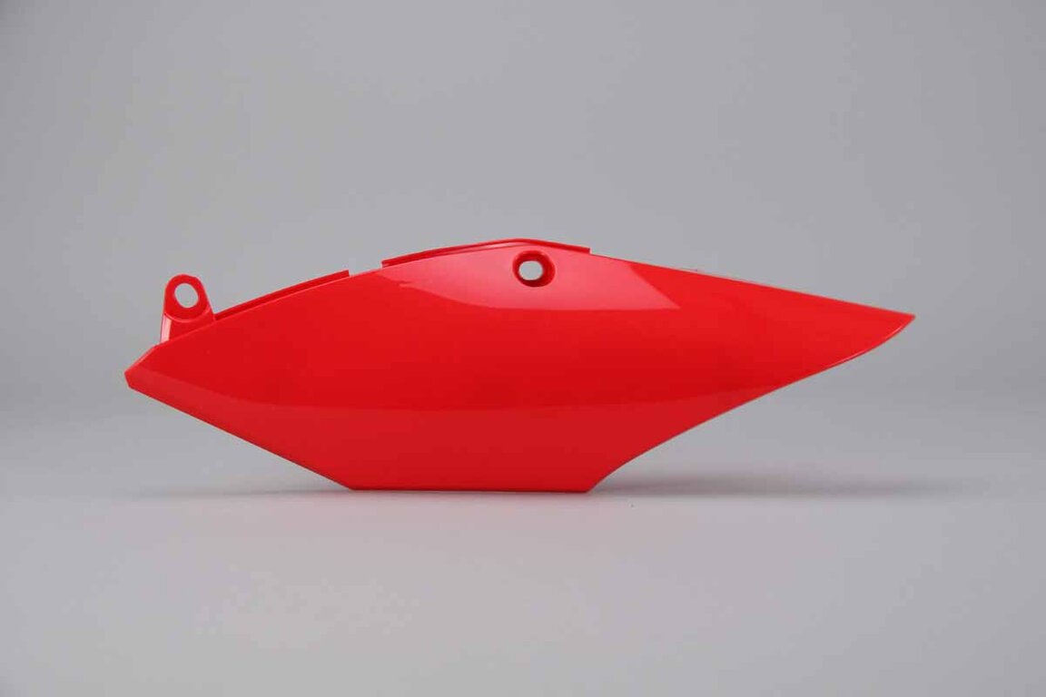 Left Side UFO Red Side Number Plates replacement plastics for 17-22 Honda CRF250, CRF450 dirt bikes.