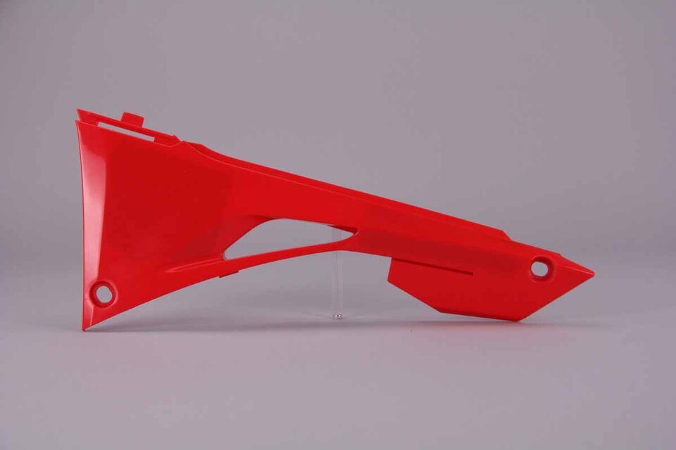 Left Side UFO Red Airbox Covers replacement plastics for 17-22 Honda CRF250, CRF450 dirt bikes.