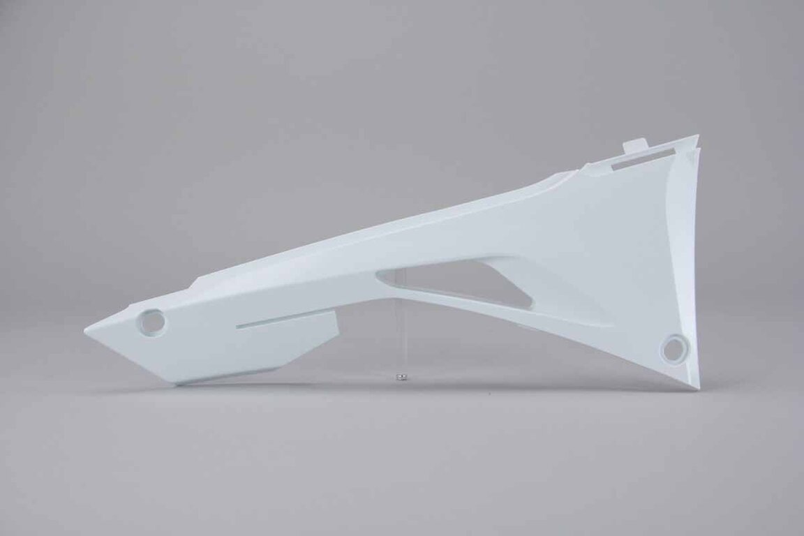 Right Side Acerbis White Airbox Covers replacement plastics for 17-22 Honda CRF250, CRF450 dirt bikes.