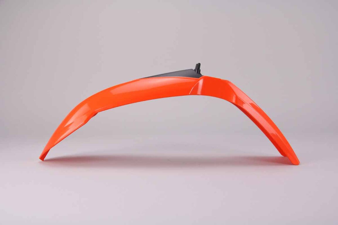 Polisport Dark Orange Front Fender replacement plastics for 13-17 KTM SX85 dirt bikes 360 view