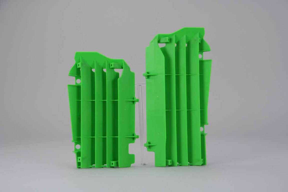 Polisport Green Radiator Louvers replacement plastics for 17-20 Kawasaki KX250F dirt bikes 360 view