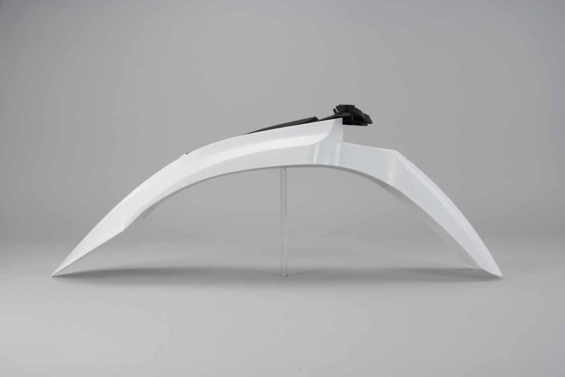 Polisport White Front Fender replacement plastics for 13-19 Beta RR dirt bikes 360 view