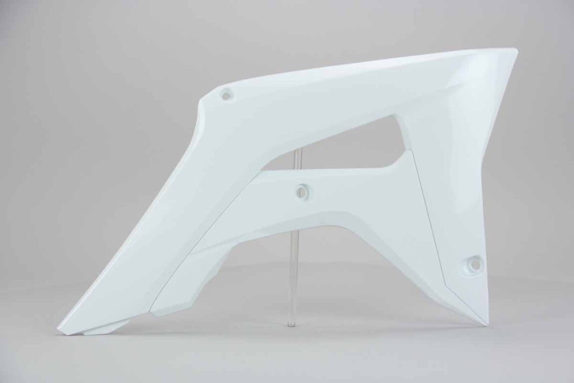 Right Side UFO White Radiator Shroud Set replacement plastics for 17-22 Honda CRF250, CRF450 dirt bikes.