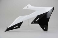 Right Side Polisport White Radiator Shroud Set replacement plastics for 18-25 Suzuki RMZ250, RMZ450 dirt bikes.