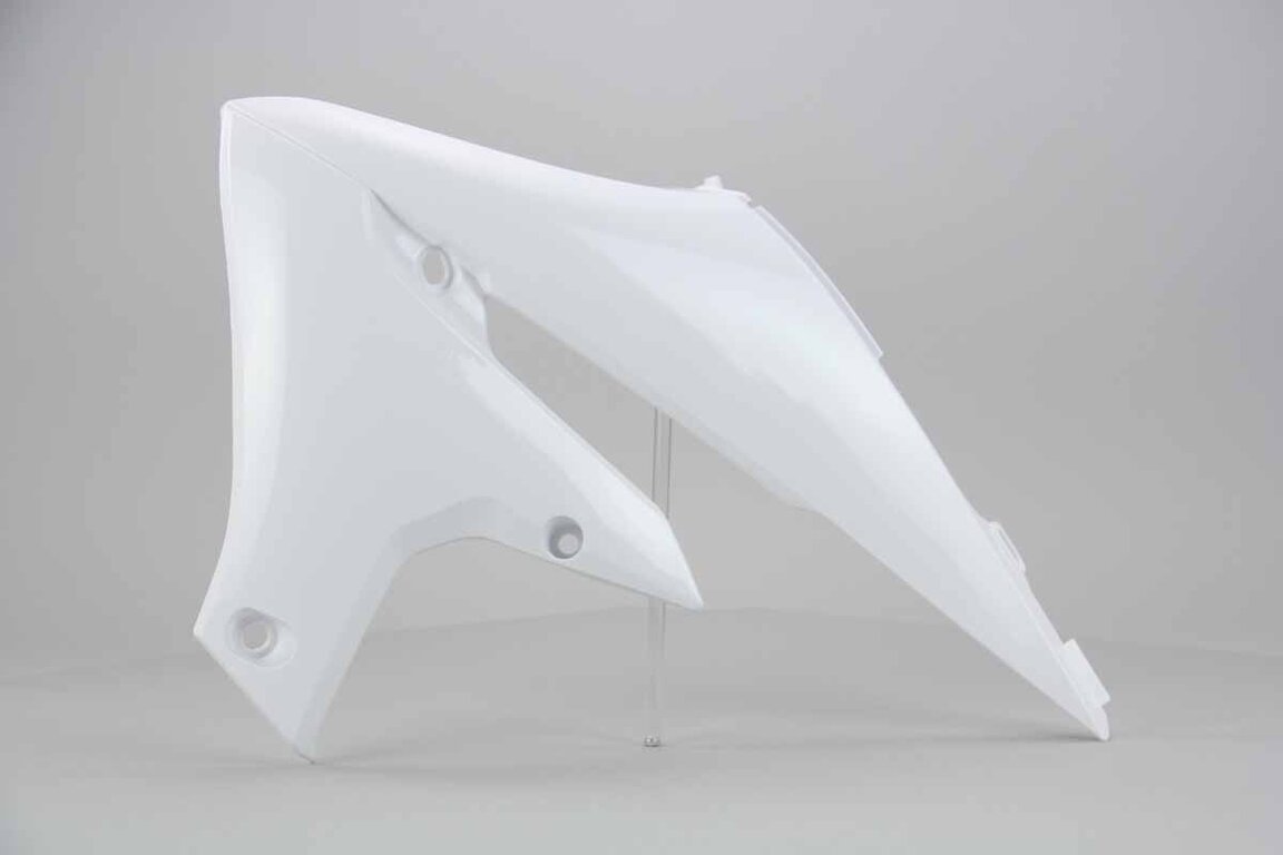 Left Side UFO White Radiator Shroud Set replacement plastics for 18-24 Yamaha WRF, YZ250F, YZ450F dirt bikes.