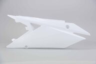 Left Side Polisport White Side Number Plates replacement plastics for 18-25 Suzuki RMZ250, RMZ450 dirt bikes.