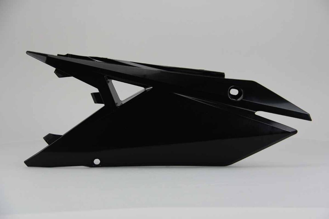 Left Side Polisport Black Side Number Plates replacement plastics for 18-25 Suzuki RMZ250, RMZ450 dirt bikes.