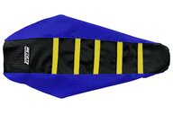 DeCal Works Blue / Black / Yellow Gripper Ribbed Seat Covers for 10-13 Yamaha YZ450F