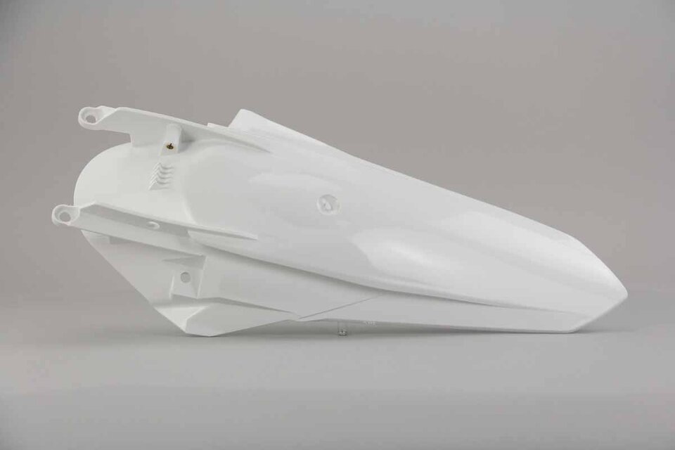 UFO Ceramic White Rear Fender replacement plastics for 18-22 KTM SMR, SX, SXF, XC, XCF dirt bikes 360 view