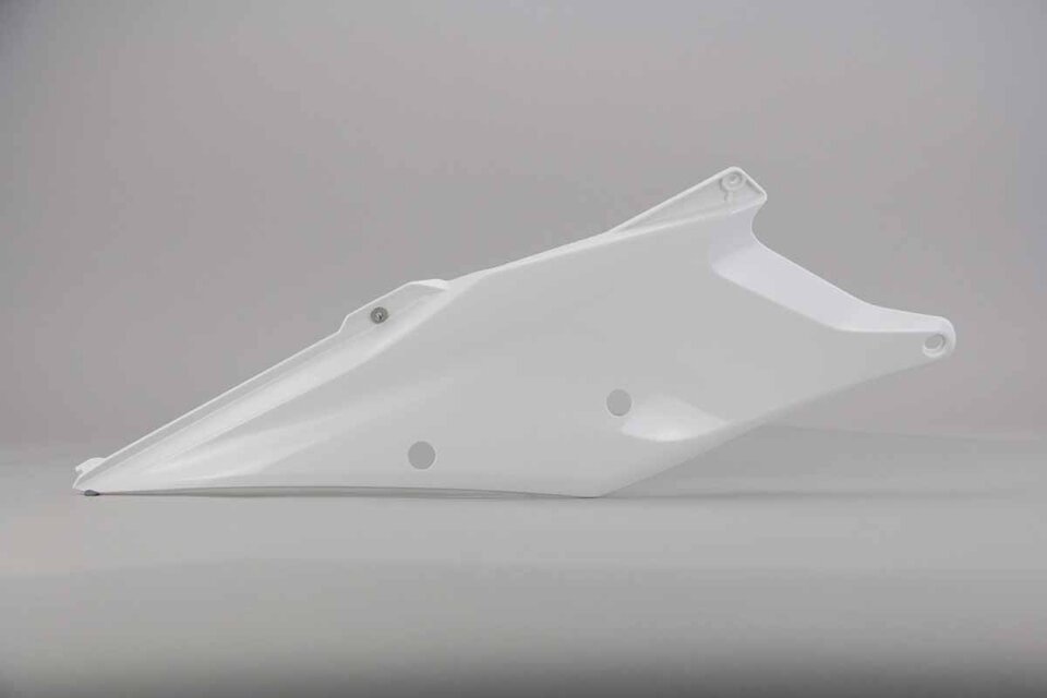 Right Side UFO White Side Number Plates replacement plastics for 18-23 KTM EXC, EXCF, SMR, SX, SXF, XC, XCF, XCW dirt bikes.