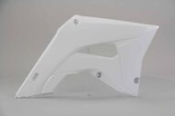 Right Side Polisport White Restyled Radiator Shroud Set replacement plastics for 02-07 Honda CR125, CR250 dirt bikes.