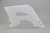 Left Side Polisport White Restyled Radiator Shroud Set replacement plastics for 02-07 Honda CR125, CR250 dirt bikes.