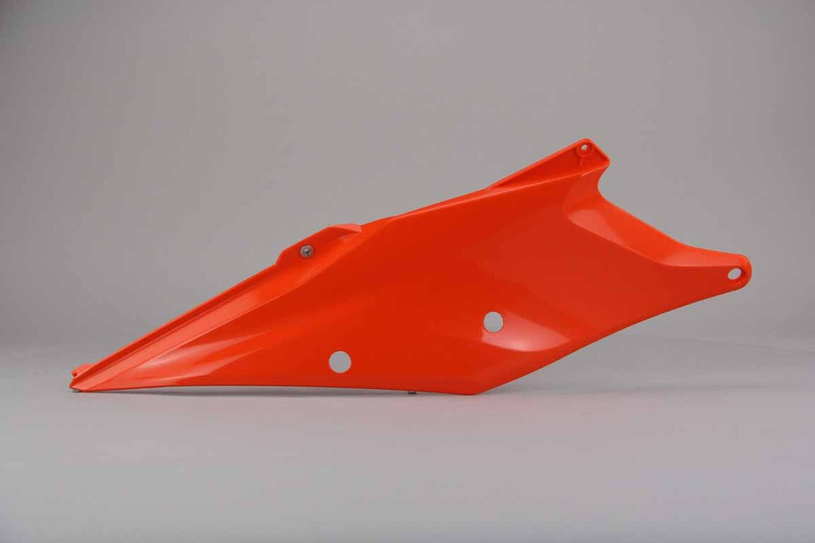 Right Side Polisport Orange Side Number Plates replacement plastics for 18-23 KTM EXC, EXCF, SMR, SX, SXF, XC, XCF, XCW dirt bikes.