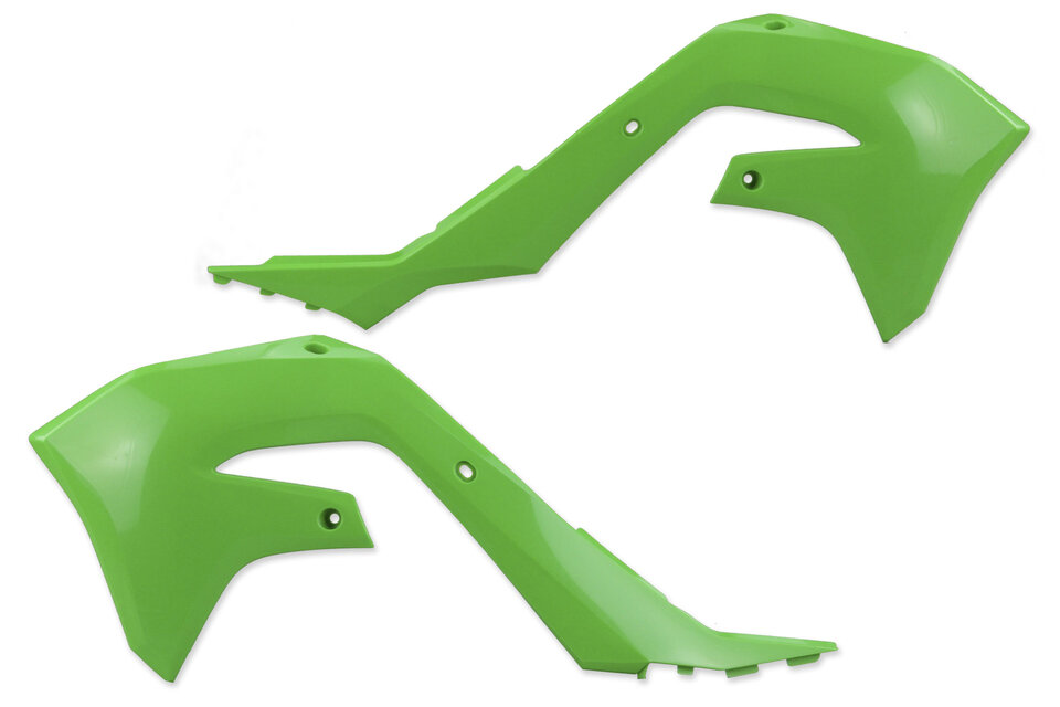 UFO Green Radiator Shroud Set replacement plastics for 19-24 Kawasaki KX250F, KX450F dirt bikes