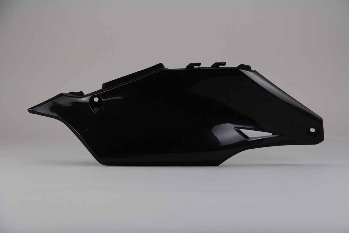 Right Side Polisport Black Side Number Plates replacement plastics for 19-24 Kawasaki KX250F, KX450F dirt bikes.