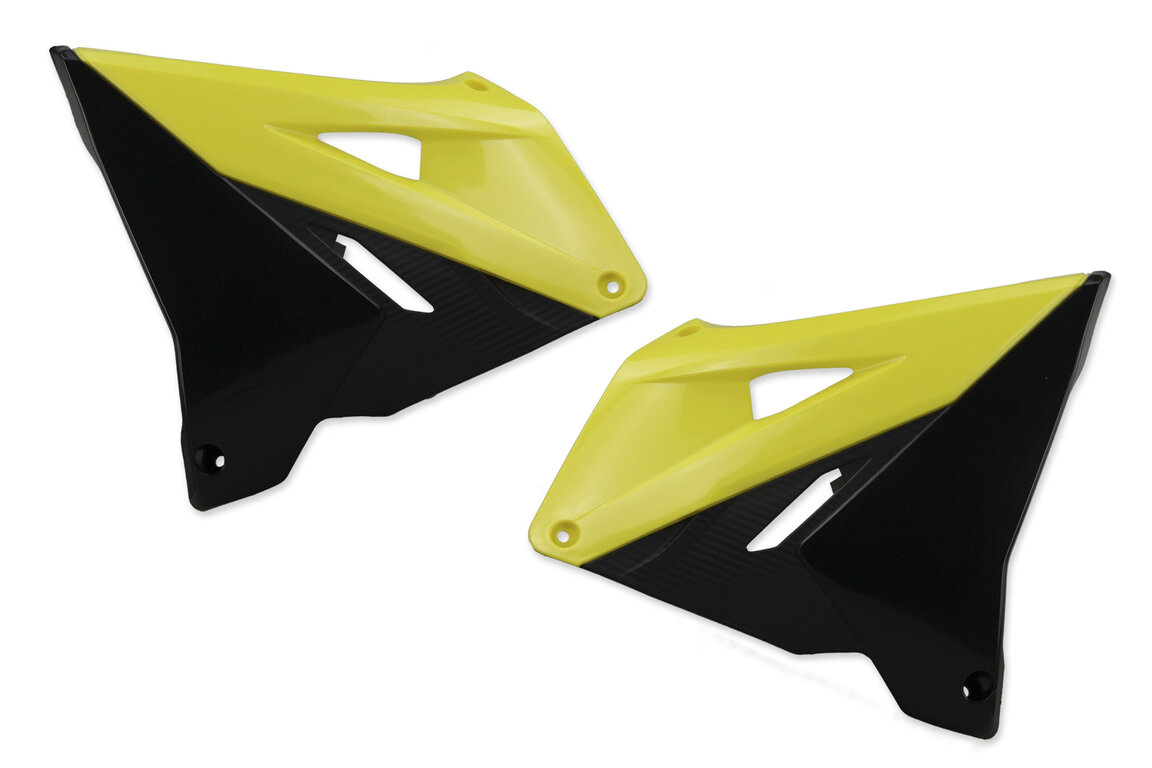 Polisport Yellow / Black Restyled Radiator Shroud Set for 01-08 Suzuki RM125, RM250