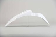 UFO White Front Fender replacement plastics for 18-25 Yamaha YZ65 dirt bikes 360 view