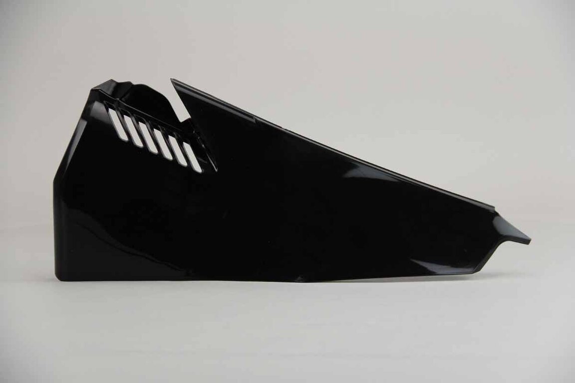 Left Side UFO Black - Vented Side Upper Number Plates replacement plastics for 18-23 Husqvarna FC, FE, FS, FX, TC, TE, TX dirt bikes.