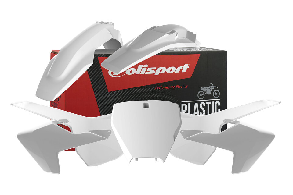 Polisport White Plastic Kit replacement plastics for 16-18 Husqvarna FC, TC dirt bikes