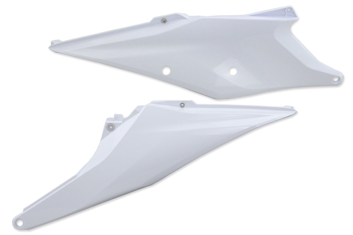 UFO Ceramic White Side Number Plates for 18-23 KTM EXC, EXCF, SMR, SX, SXF, XC, XCF, XCW