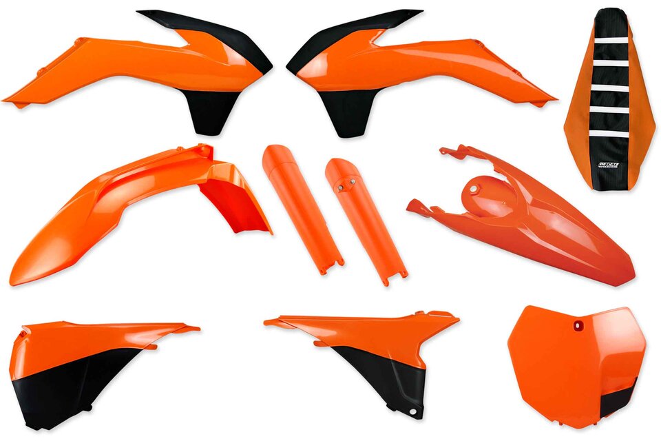 12-14 KTM SX, SXF, XC, XCF dirt bike replacement Mix & Match Plastic Kit With Lower Forks & Seat Cover